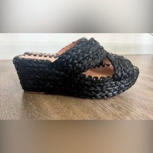Carrie Forbes Elegant Black Woven Espadrille Sandals